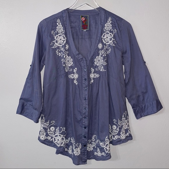 Johnny Was Embroidered Blouse - Picture 1 of 10
